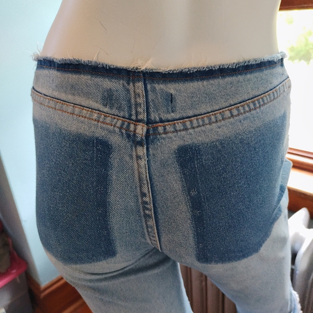 Victoria Secret London Mid-Rise distressed Flare Jeans Sz. 0 RARE - Picture 13 of 14